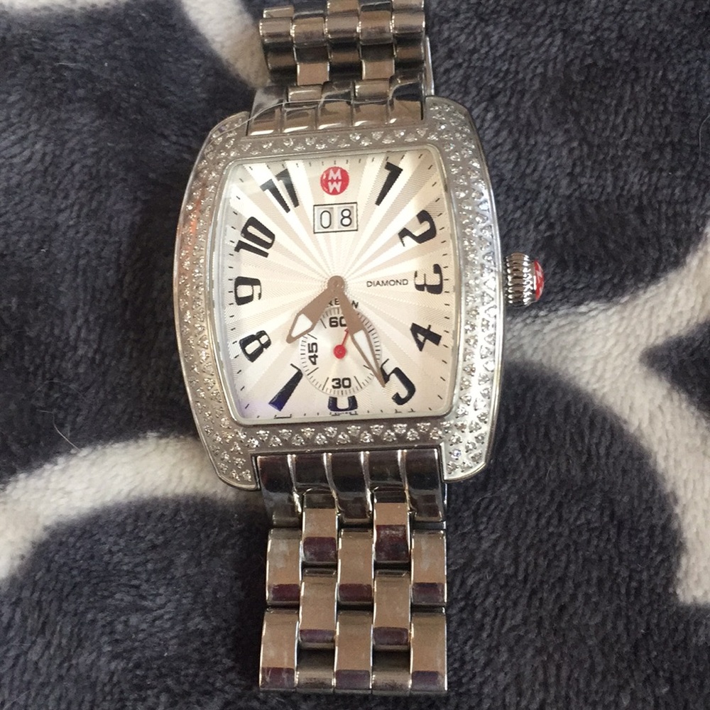Large Michele diamond urban deco watch.